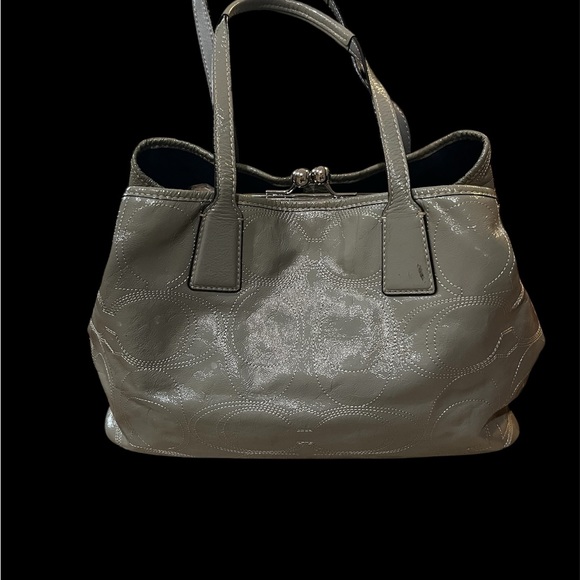 Coach Shimmering Gray Leather Tote - Picture 4 of 6